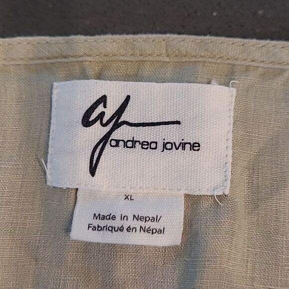 AJ Andrea Javine sz XL 100% linen tunic top, light moss green - Picture 9 of 9